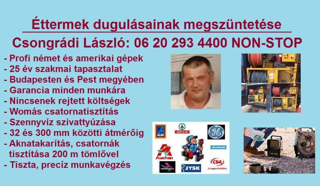 étterem duguláselhárítás